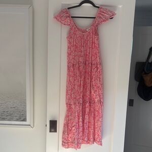 THE GREAT. Pink Floral Dress